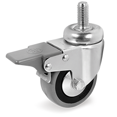 Swivel castor rubber 40x18mm with front brake (G-PP/GRU-DR/M8x15-DRB) :: 37-9100 :: 1