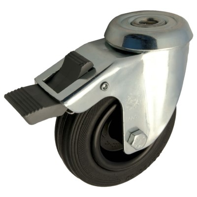 Swivel castor rubber 100mm with front brake (G-PP/RU-SL/BO) :: 52-6202 :: 1