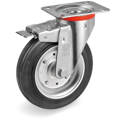 Swivel castor rubber 180mm with front brake (R-PS/RU-NL/PL) :: 53-5425 :: 1
