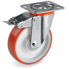 Swivel castor plastic 160x50mm with front brake (K-P6/IPU-NL/PL) :: 60-4910 :: 1