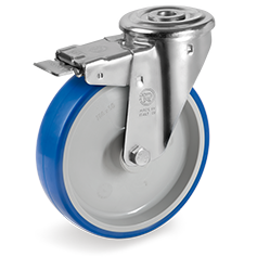 Swivel castor plastic 200x50mm with front brake (R-P6/IPU-NL/BO) :: 61-6426 :: 1