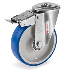 Swivel castor plastic 200x50mm stainless steel with front brake (K-P6/IPU-NLX/BO) :: 61-6506 :: 1