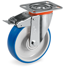 Swivel castor plastic 200x50mm with front brake (K-P6/IPU-NL/PL) :: 61-4906 :: 1