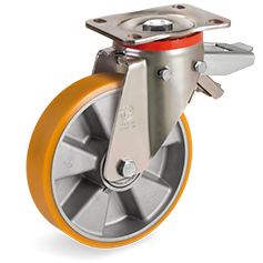 Swivel castor plastic 160x50mm with rear brake (K-AL/PU-P/PL) :: 65-6614 :: 1