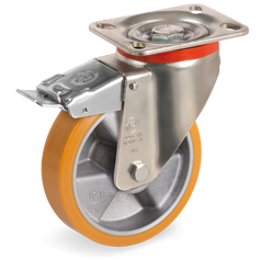 Swivel castor plastic 125mm with front brake (K-AL/PU-P/PL) :: 65-6603 :: 1