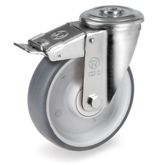Swivel castor rubber 100x30mm with front brake (K-PP/TGRU-NL/BO) :: 71-5502 :: 1