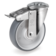 Swivel castor rubber 125mm with front brake (K-PP/TRU-NL/BO) :: 71-5503