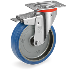 Swivel castor rubber 100x40mm with front brake (R-P6/ERU-NL/PL) :: 73-5502 :: 1