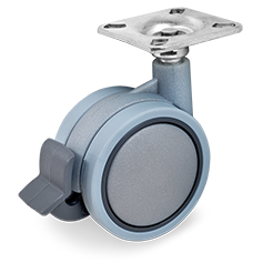 Zwenkwiel kunststof 100x57mm met voorrem (GR/P6-PL) :: 34-2105