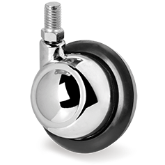 Zwenkwiel rubber 65mm (G-RU-DR/M10x15/RECHTS-chroom) :: 35-6103