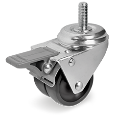 Zwenk tweelingwiel kunststof 50mm met voorrem (G-ZW/P6-DR/M10x25) :: 32-9202