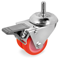 Zwenk tweelingwiel kunststof 50mm met voorrem (G-P6/IPU-DR/M10x25) :: 36-9202