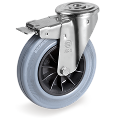 Zwenkwiel rubber 80mm met voorrem (G-PP/GRU-NL/BO) :: 22-5601