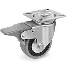 Zwenkwiel rubber 40mm met voorrem (G-PP/GRU-PL-DRB) :: 37-8100