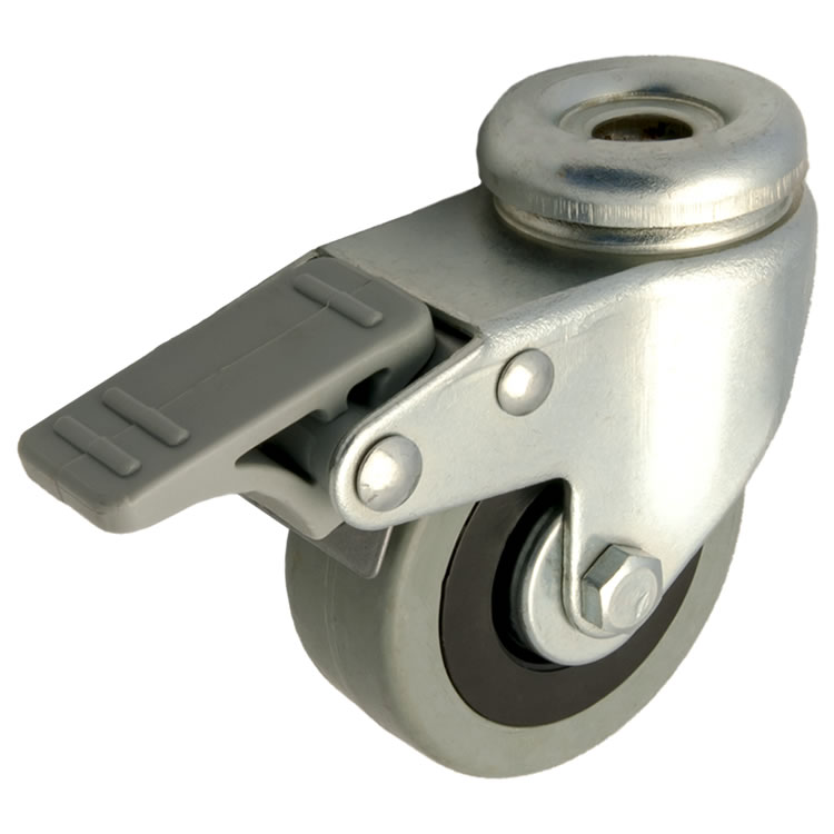 Zwenkwiel rubber 80mm met voorrem (G-P6/GRU-BO) :: 37N-7103