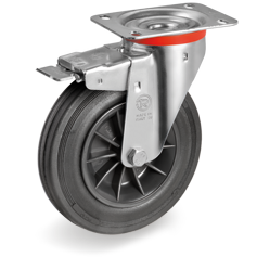 Zwenkwiel rubber 140mm met voorrem (R-PP/RU-NL/PL) :: 52-5224