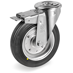 Zwenkwiel rubber 125mm met voorrem (R-PS/RU-NL/BO) :: 53-8223