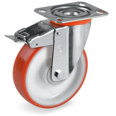 Zwenkwiel kunststof 100x30mm met voorrem (K-P6/IPU-NL/PL) :: 60-4902