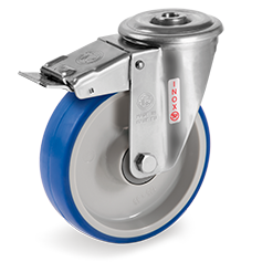 Zwenkwiel kunststof 150x45mm RVS met voorrem (K-P6/IPU-NLX/BO) :: 61-6511
