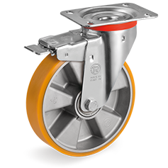 Zwenkwiel kunststof 100mm met voorrem (K-AL/PU-NL/PL) :: 65-6502