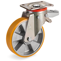 Zwenkwiel kunststof 150mm met achterrem (K-AL/PU-P/PL) :: 65-6604