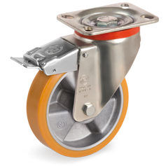 Zwenkwiel kunststof 125mm met voorrem (K-AL/PU-P/PL) :: 65-6603