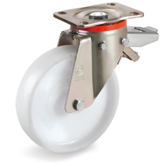 Zwenkwiel kunststof 200mm met achterrem (K-P6-P/PL) :: 68-6946