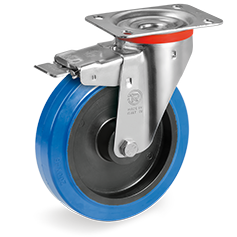 Zwenkwiel rubber 100x36mm met voorrem (K-P6/ERU-NL/PL) :: 73-5802AE